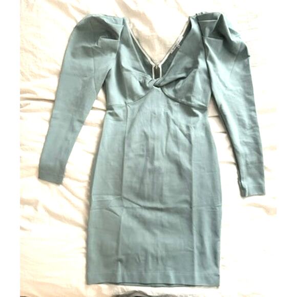 Andre Tan Seafoam Green Dress with Puffy Sleeves - Picture 1 of 2
